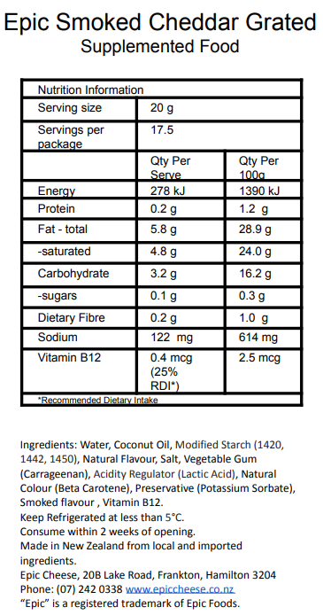 Plant-Based Grated Cheddar Smoked